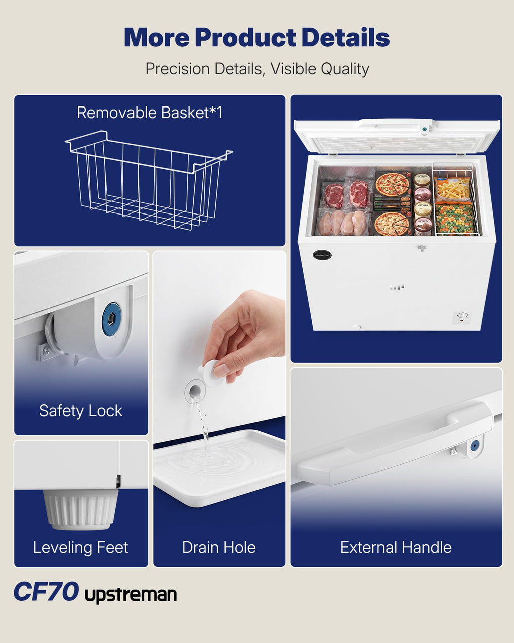 7.0 Cu.Ft Silky White Chest Freezer A8806