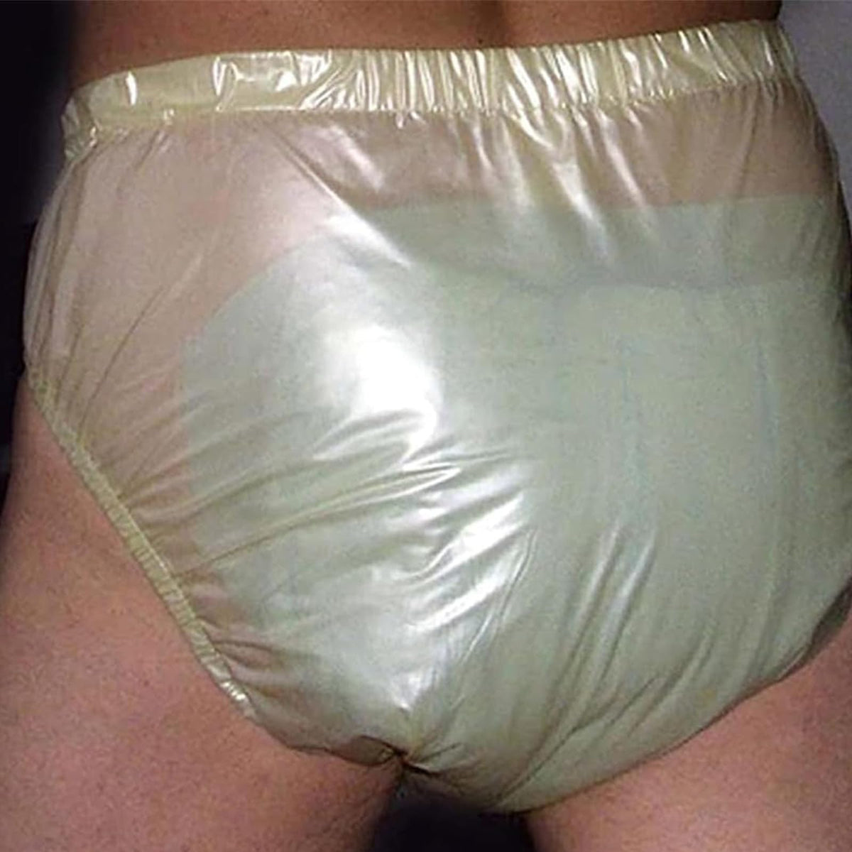 Adult Incontinence Pants, PVC Underwear with Snaps, Transparent Reusable Unisex (White, Medium) W4033