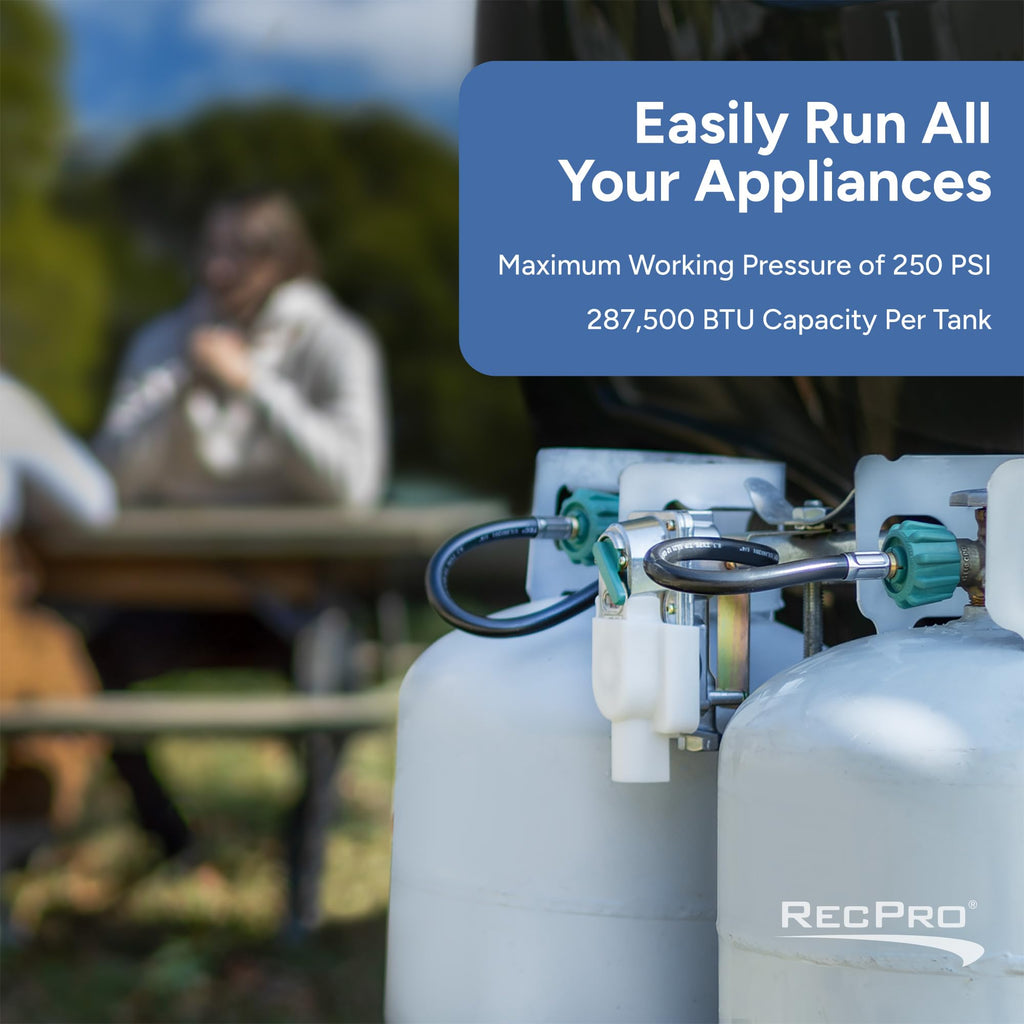 RV 2-Stage Auto Changeover Propane Regulator with Hose V793