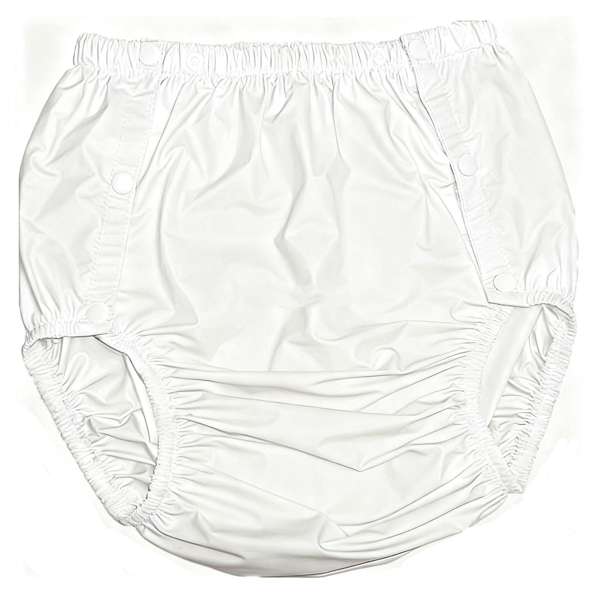 Adult Incontinence Pants, PVC Underwear with Snaps, Transparent Reusable Unisex (White, Medium) W4033