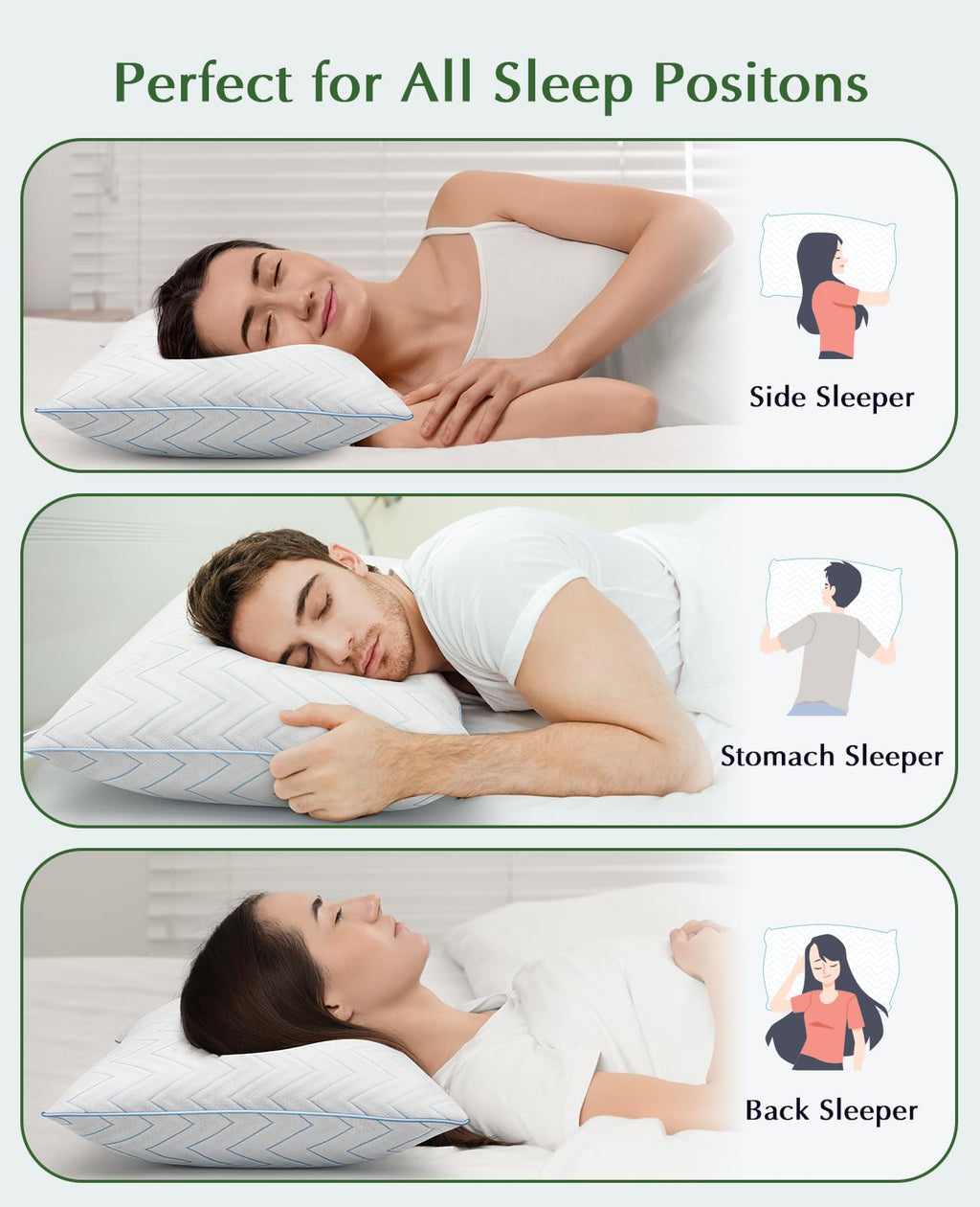 King Size Set of 2 Medium Firm Microfiber Bed Pillows B709857