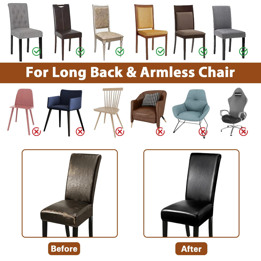 Black Set of 4 Stretch Waterproof Dining Chair Covers B631853