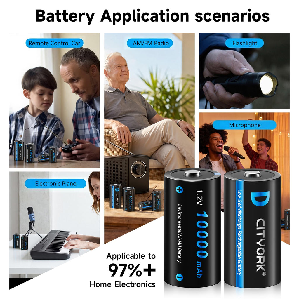 4 Pack Rechargeable D Batteries with Charger W71414