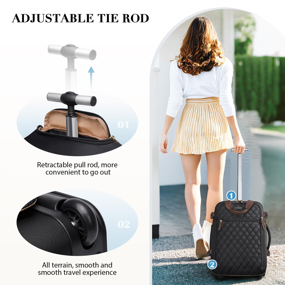Black Rolling Laptop Backpack with Wheels K44070