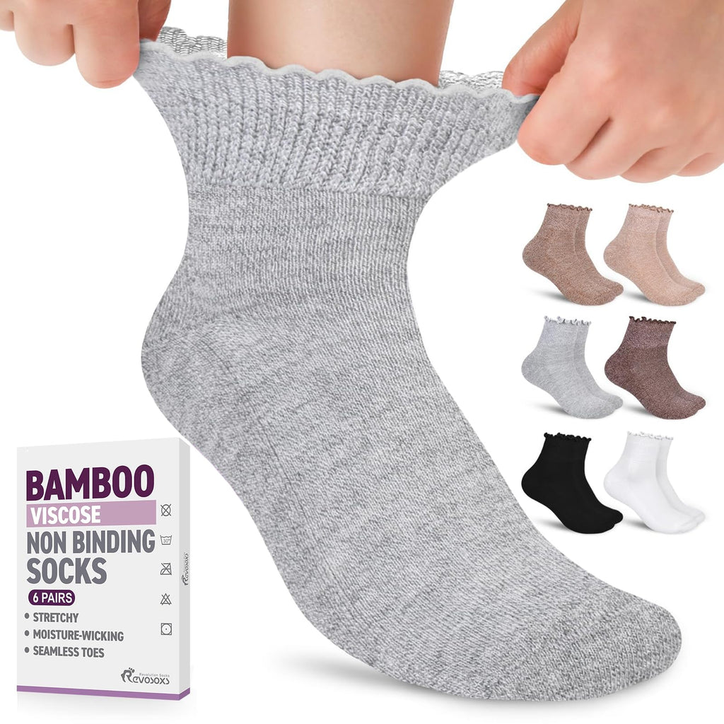 6 Pairs Non Binding Wide Seamless Diabetic Ankle Socks F256