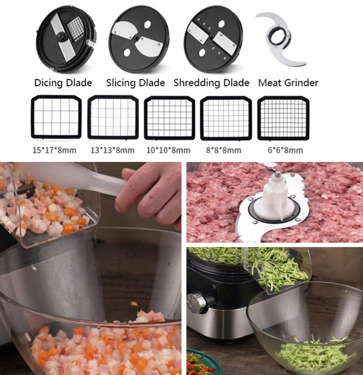 600W 4 in 1 Electric Vegetable Dicer with Dicing Molds J838811