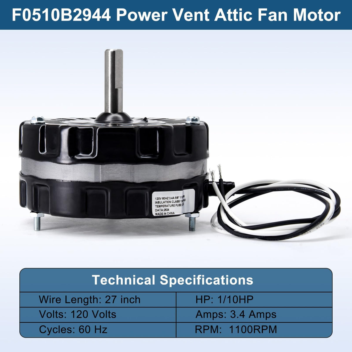 Power Vent Attic Fan Motor & Adjustable Thermostat Switch Kit C23470