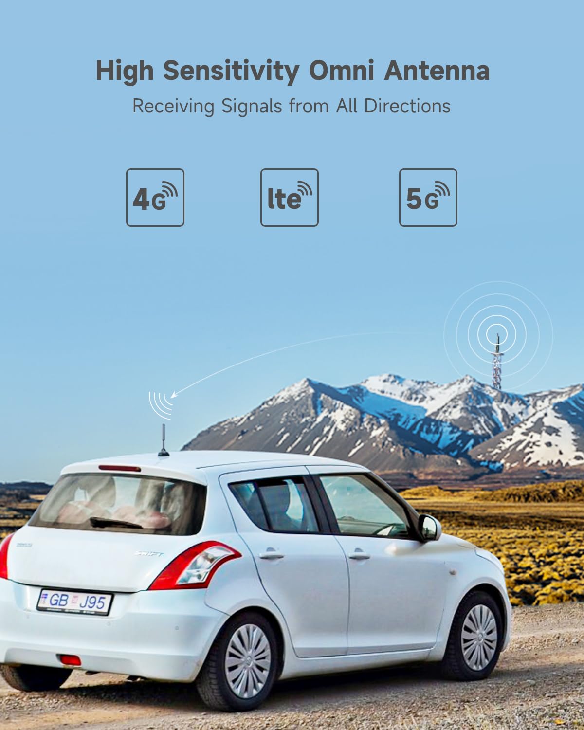 Vehicle Cell Phone Signal Booster with Omni-Directional Roof Antenna Grey H12457