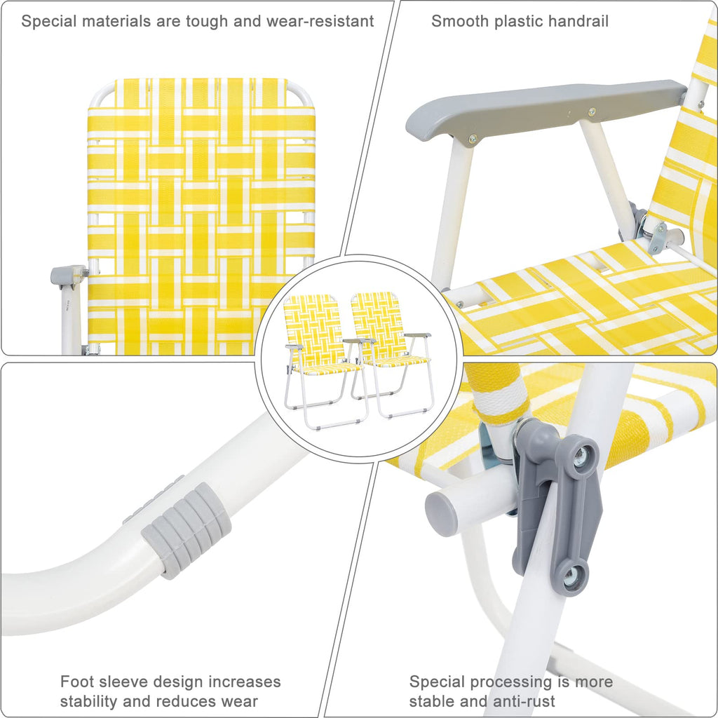 Yellow Striped Webbed Lawn Chairs Set of 2 N3381