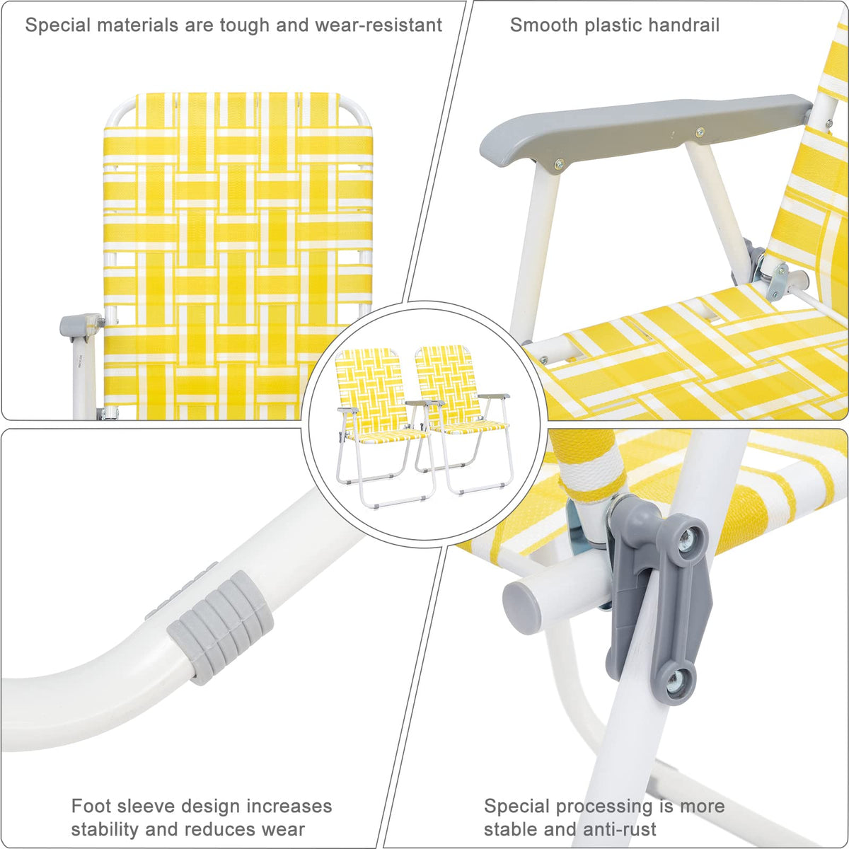 Yellow Striped Webbed Lawn Chairs Set of 2 N3381