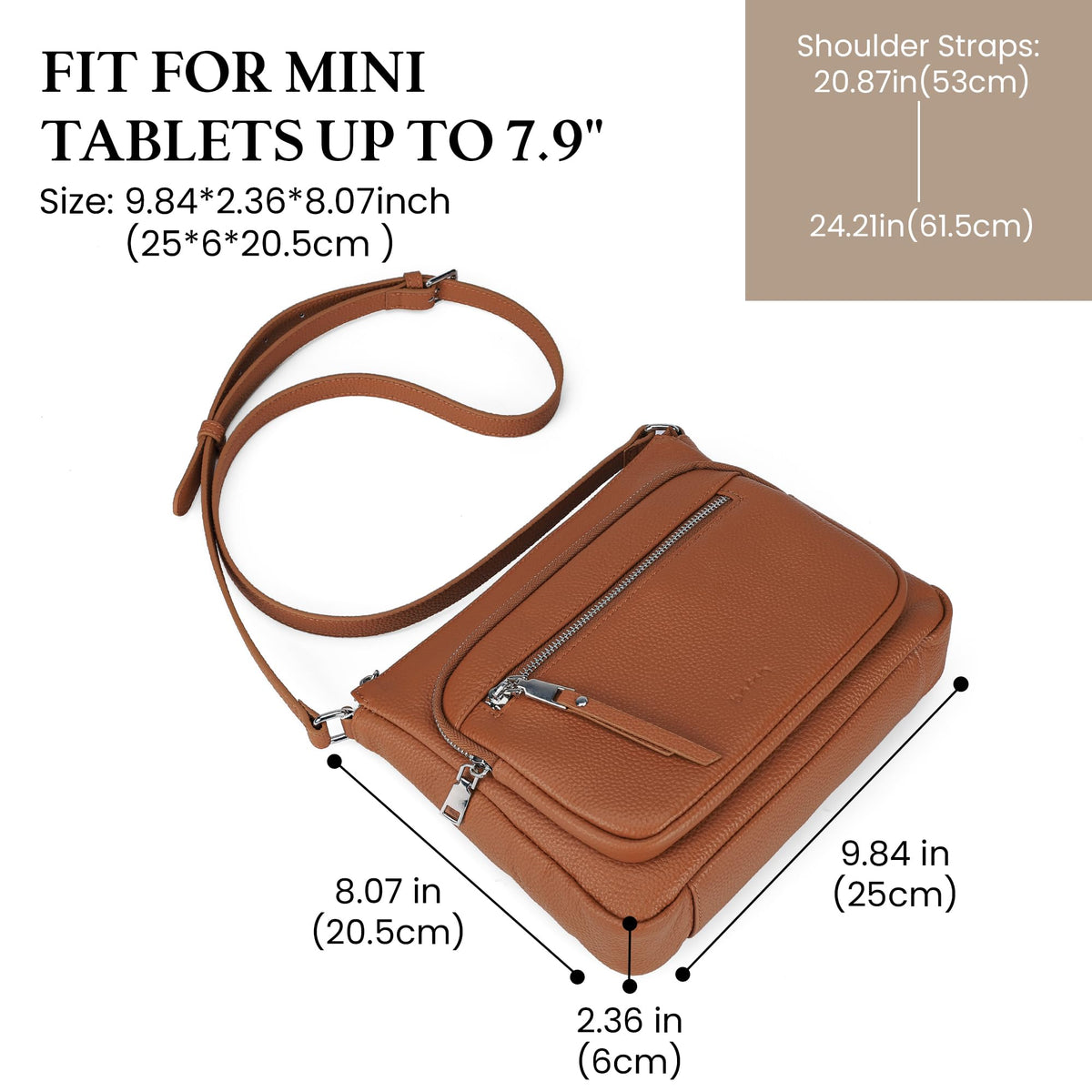 Anti Theft Genuine Leather Crossbody Bag with Wallet D596533