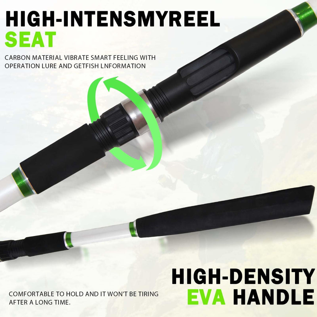 7' Medium Heavy Carbon Graphite Fiberglass Spinning Fishing Rod I140