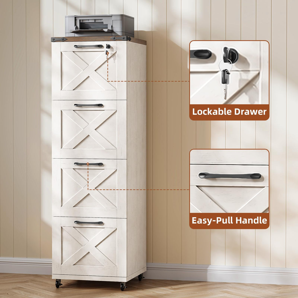 White 4 Drawer Filing Cabinet P110