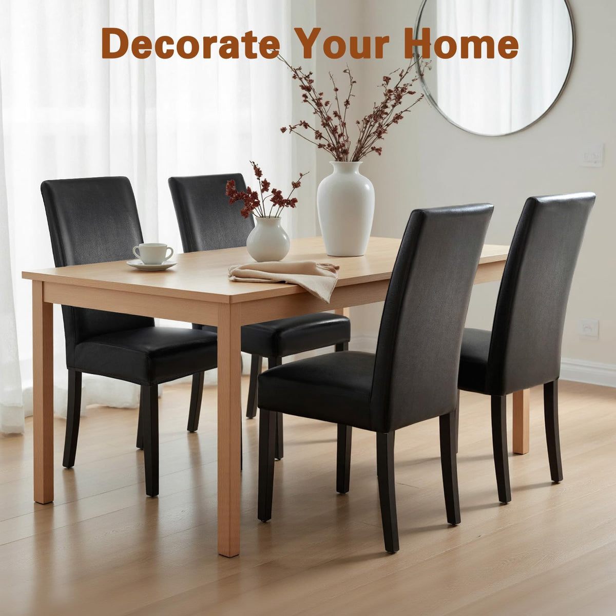 Black Set of 4 Stretch Waterproof Dining Chair Covers B631853