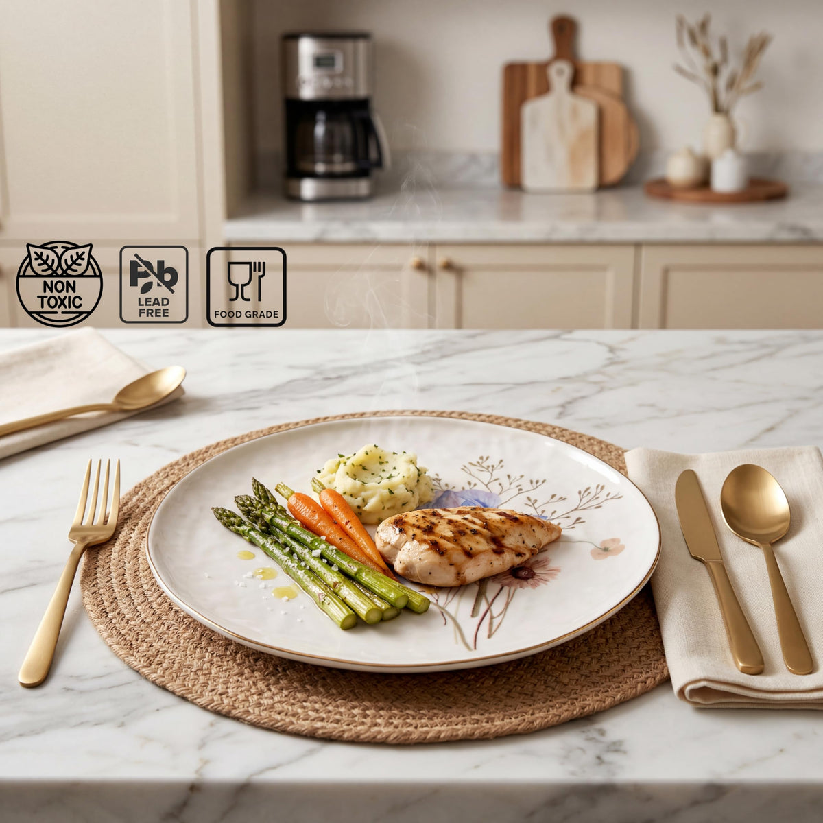 12-Piece Glossy White Porcelain Dinnerware Set for 4 N609