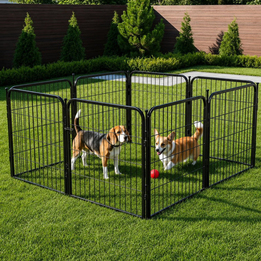 24 inch 8 Panel Portable Black Metal Pet Playpen K2706