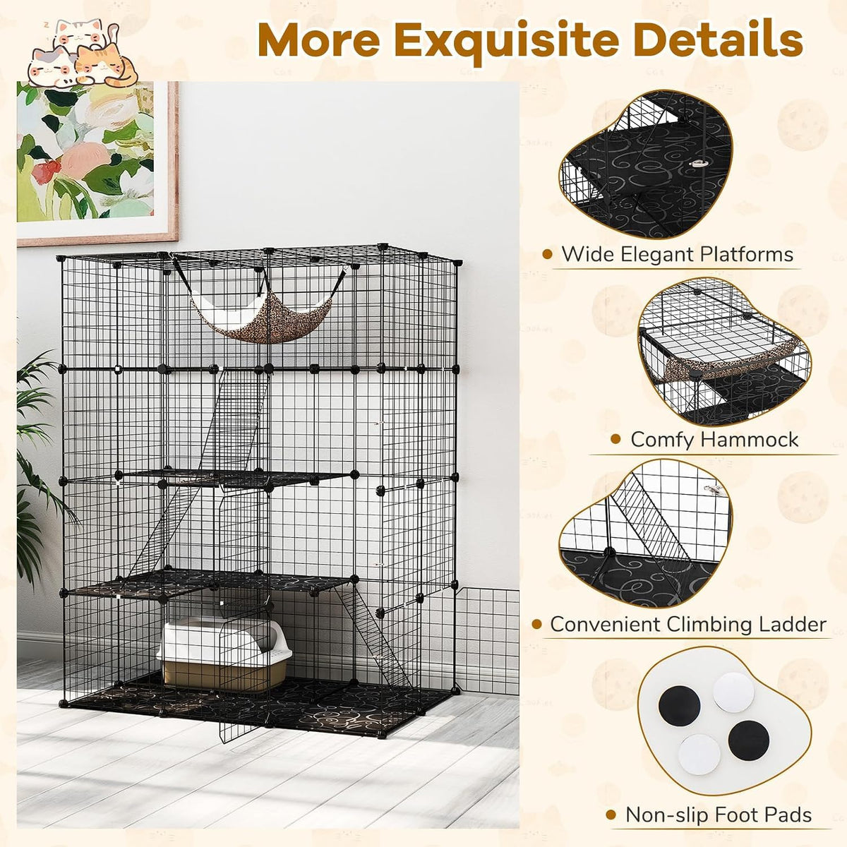 Large 4-Tier Metal Wire Cat Cage N882924
