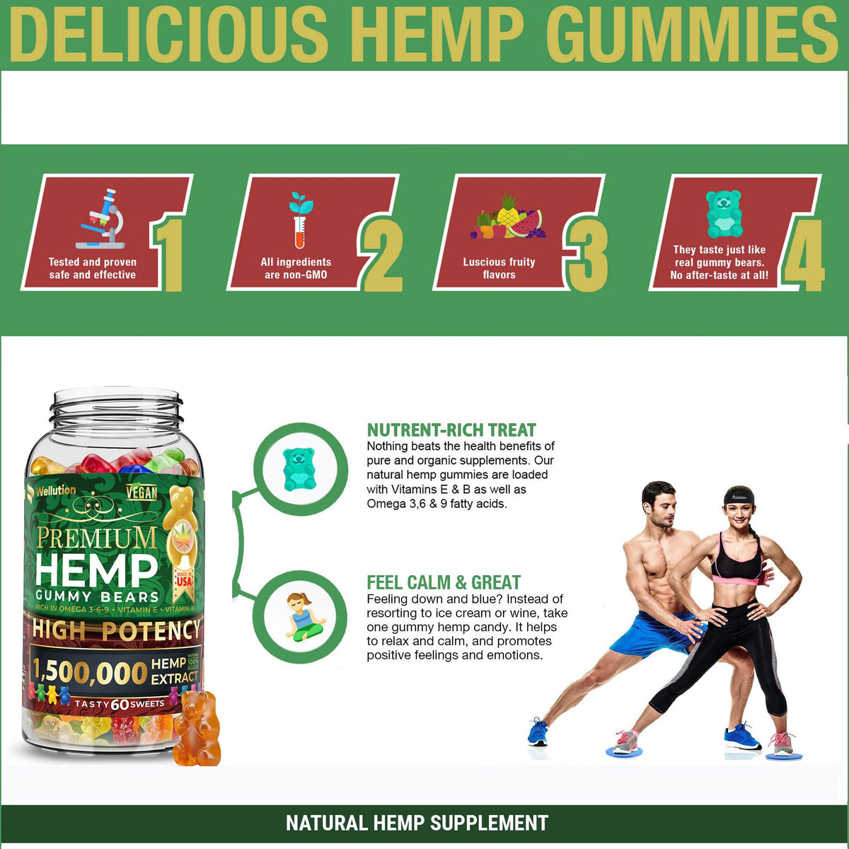 Hemp Gummies 1,500,000 MCG Gluten Free 60ct P6770