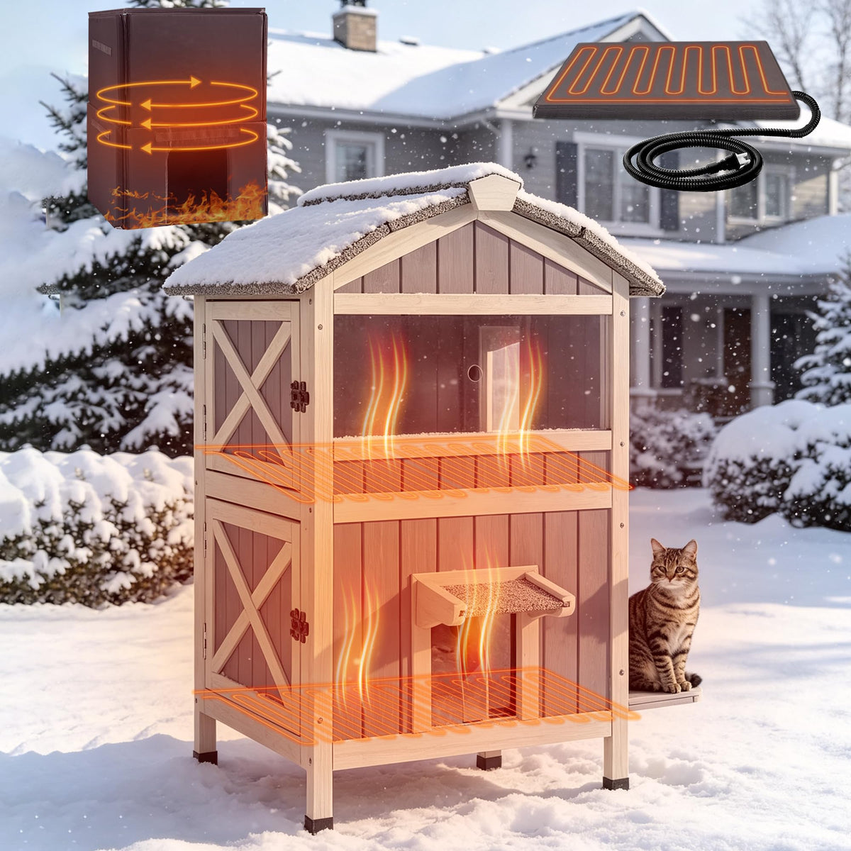 2-Level Weatherproof Cat House E6540