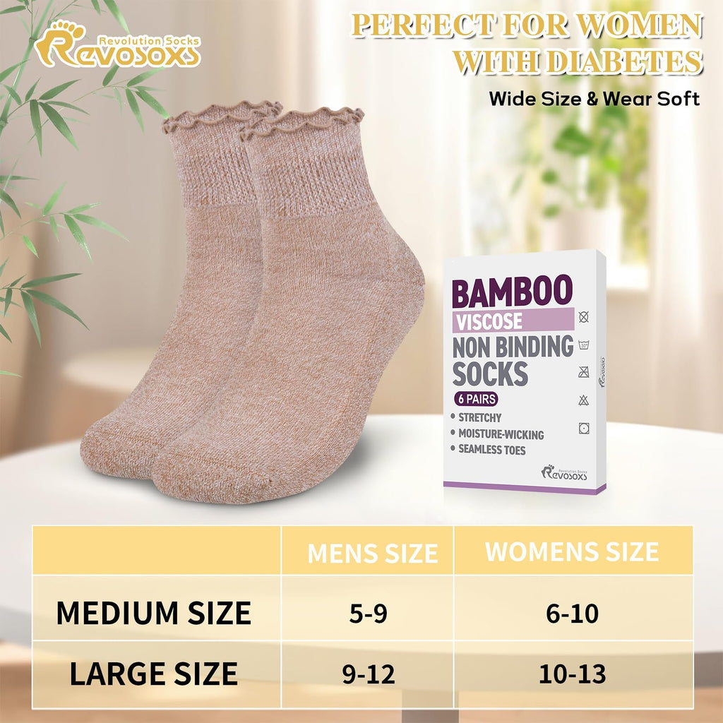 6 Pairs Non Binding Wide Seamless Diabetic Ankle Socks F256