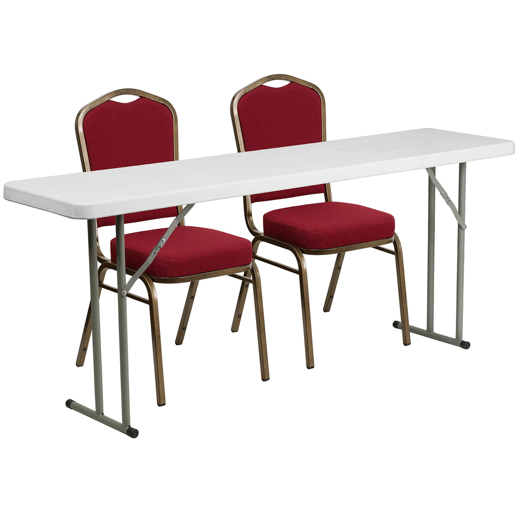 Granite White Plastic Folding Training Table Set K27859