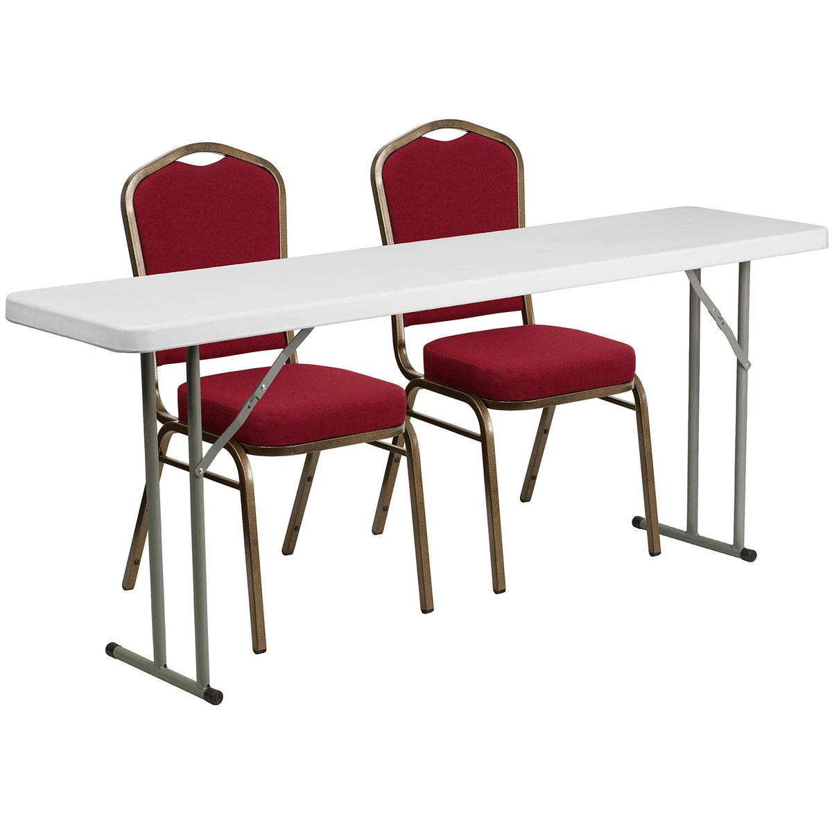 Granite White Plastic Folding Training Table Set K27859