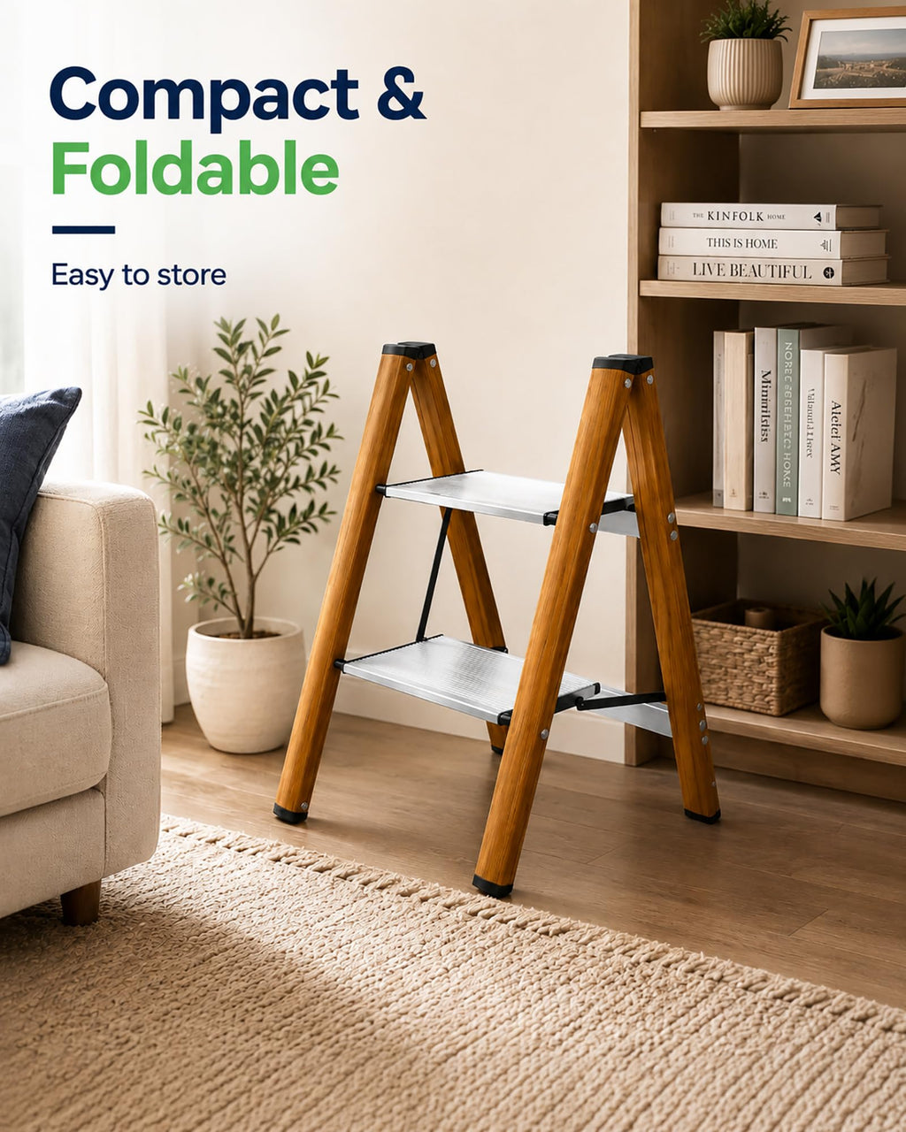 2 Step Lightweight Aluminum Folding Step Stool V7872