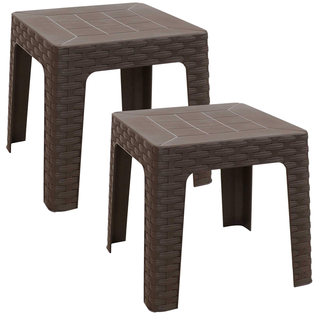Brown Plastic Side Table Set of 2 T6953