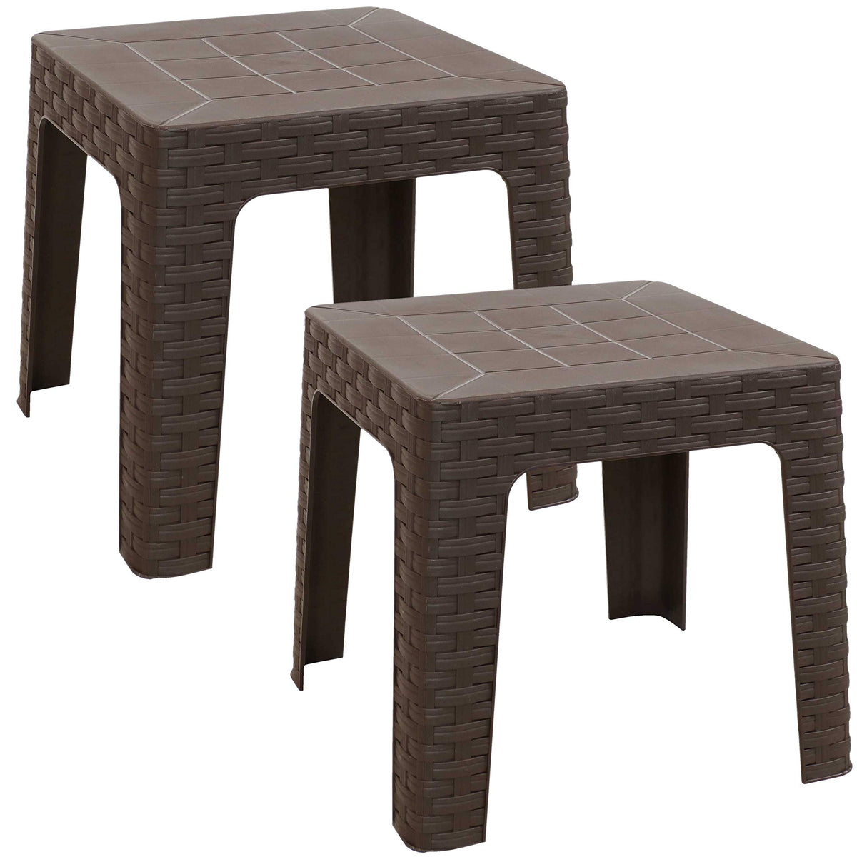 Brown Plastic Side Table Set of 2 T6953