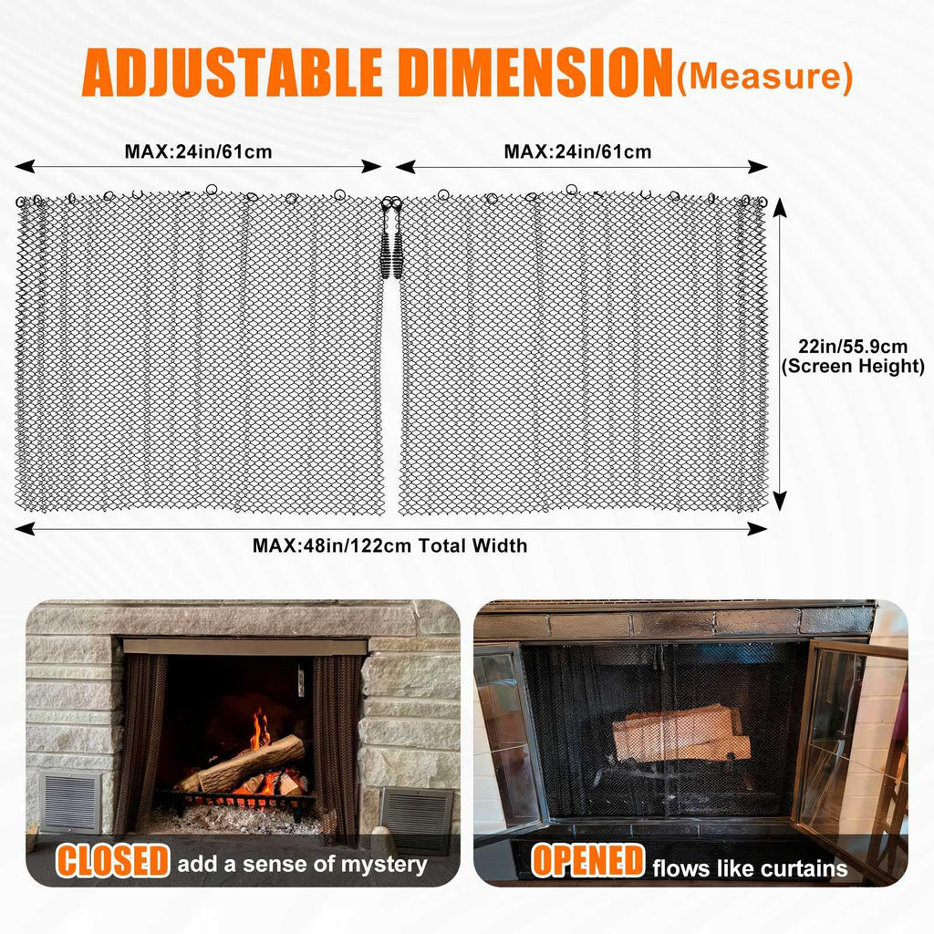 2 Pack Fireplace Screen Mesh Curtain X1172