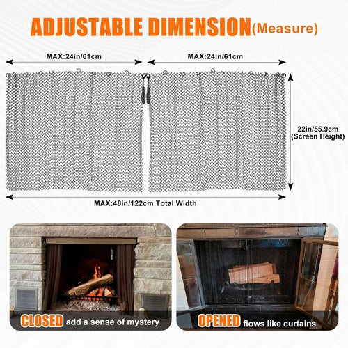 2 Pack Fireplace Screen Mesh Curtain X1172