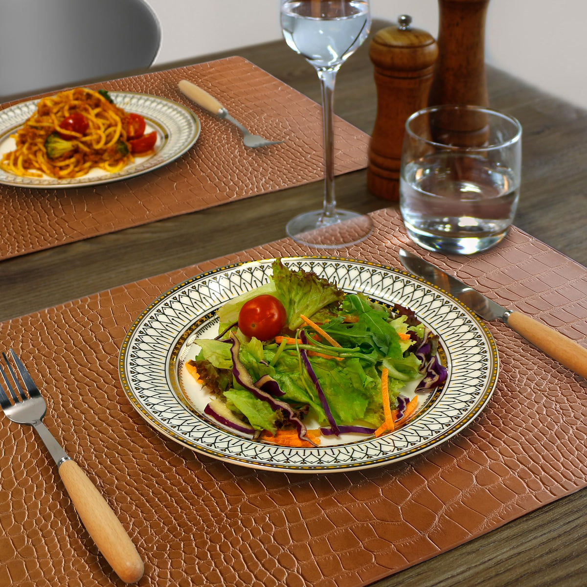 Faux Leather Placemats Set of 8 Brown E163266