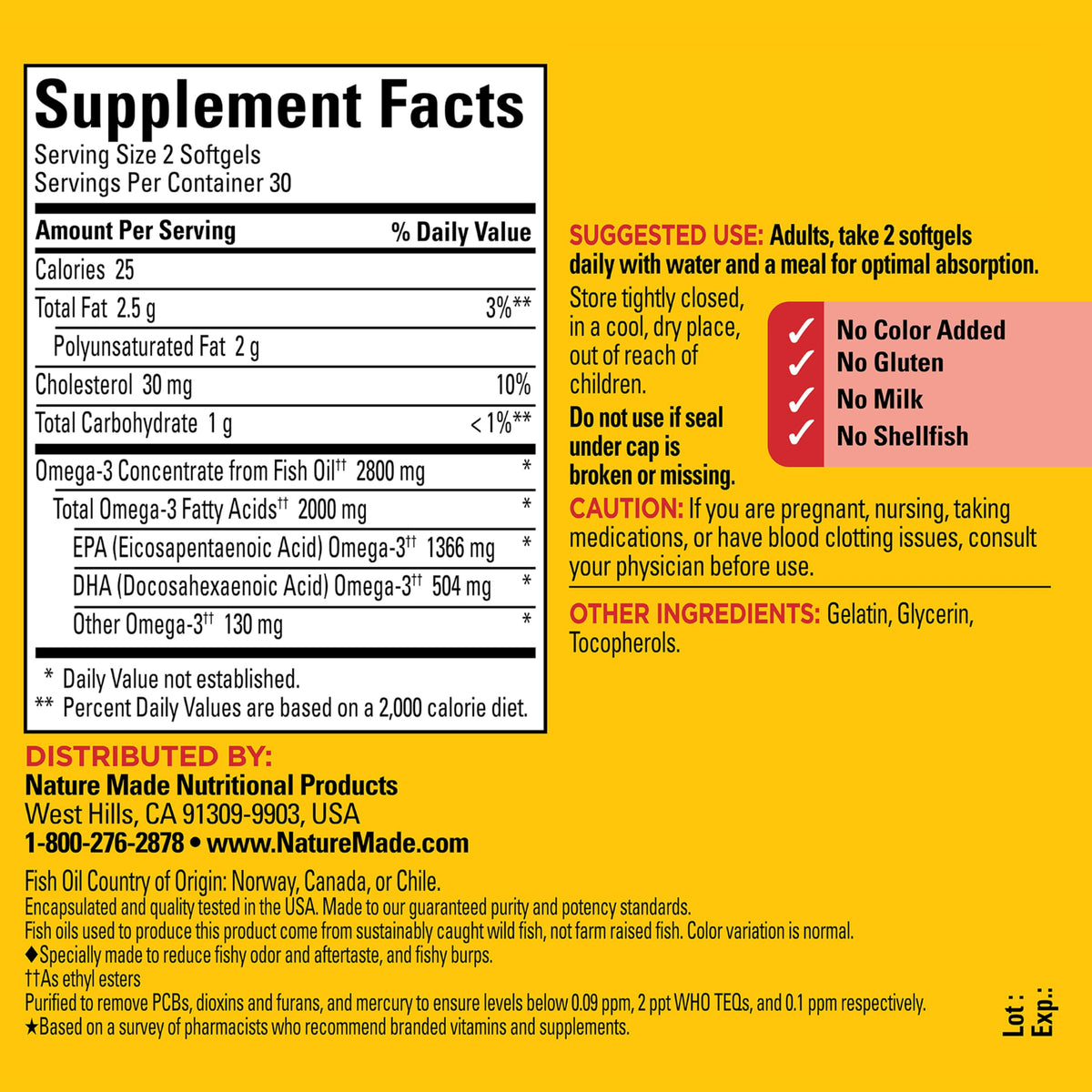 Omega 3 Fish Oil Supplement, 60 Softgels Y632