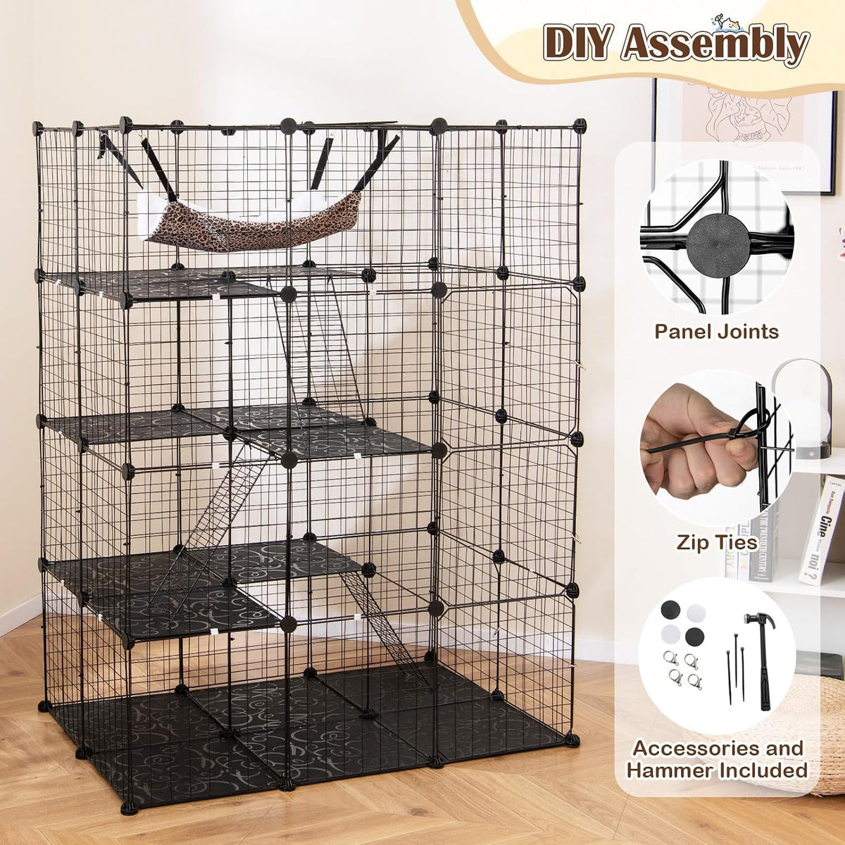 Large 4-Tier Metal Wire Cat Cage N882924