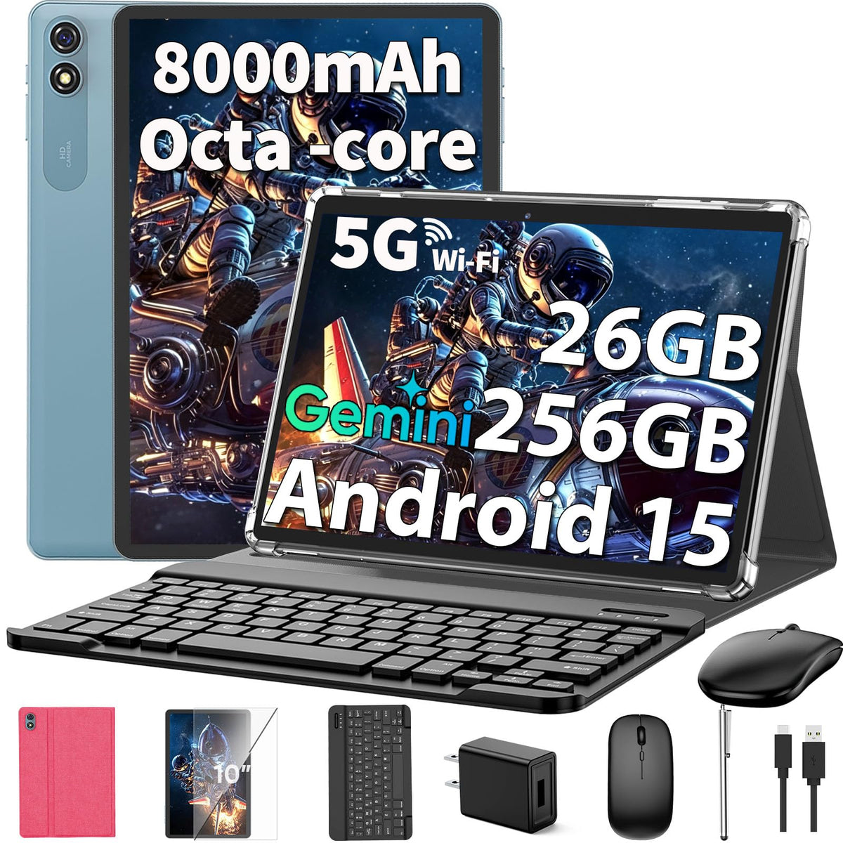 Android 15 Tablet 10 Inch with Keyboard 24GB+256GB+2TB Expand R67038