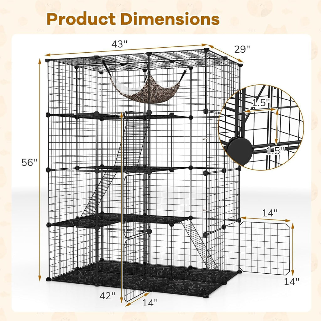 Large 4-Tier Metal Wire Cat Cage N882924