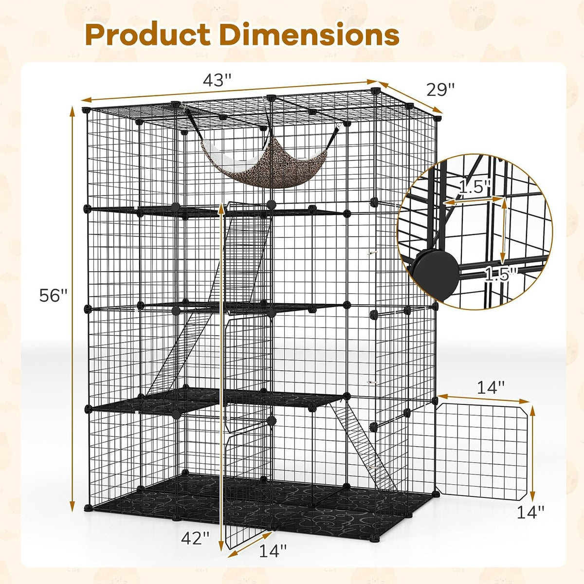 Large 4-Tier Metal Wire Cat Cage N882924