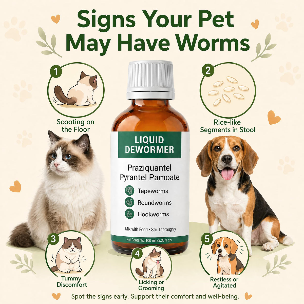 Liquid Dewormer, Praziquantel & Pyrantel Pamoate, 3.38 fl oz Y279