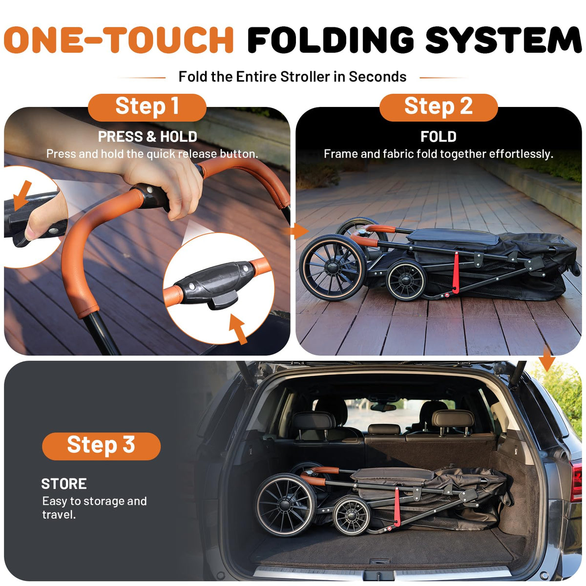 Foldable Pet Stroller up to 80 lbs with All-Terrain Wheels V518317