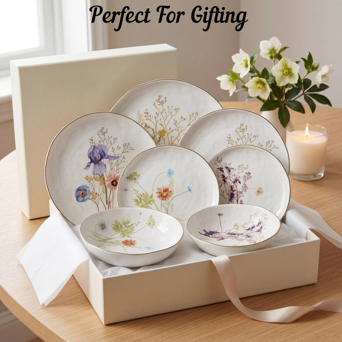 12-Piece Glossy White Porcelain Dinnerware Set for 4 N609