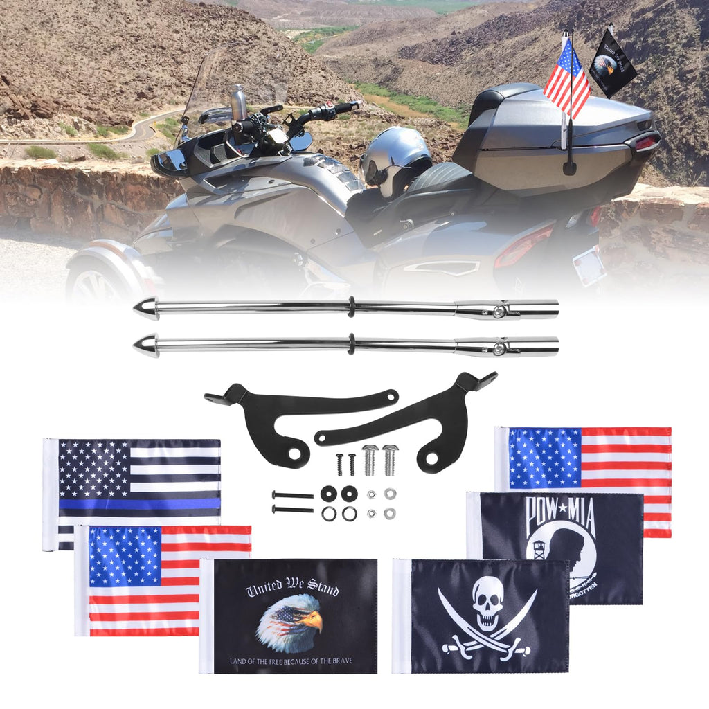 2 Pack Stainless Steel Flag Pole Mount Kit with 6pcs Flags Y39248