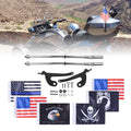 2 Pack Stainless Steel Flag Pole Mount Kit with 6pcs Flags Y39248