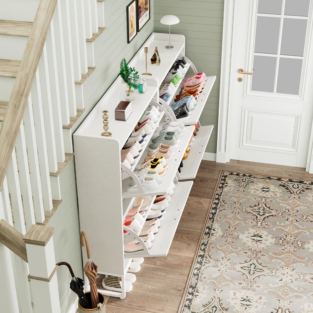 White 2 Flip Drawers Shoe Storage Cabinet T139821