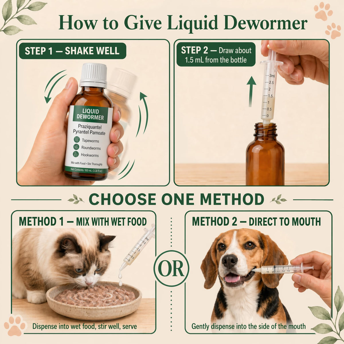 Liquid Dewormer, Praziquantel & Pyrantel Pamoate, 3.38 fl oz Y279