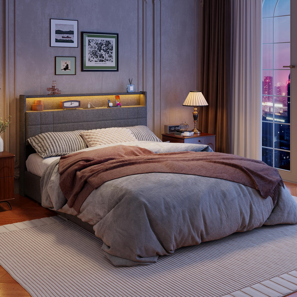 Queen Bed Frame with 4 Storage Drawers Q67665