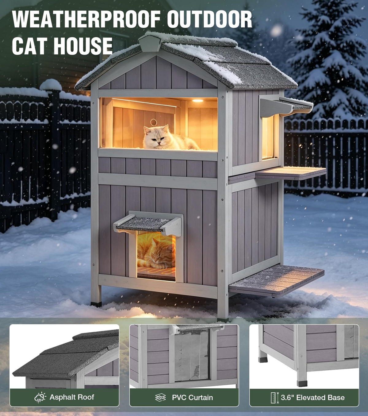 2-Level Weatherproof Cat House E6540