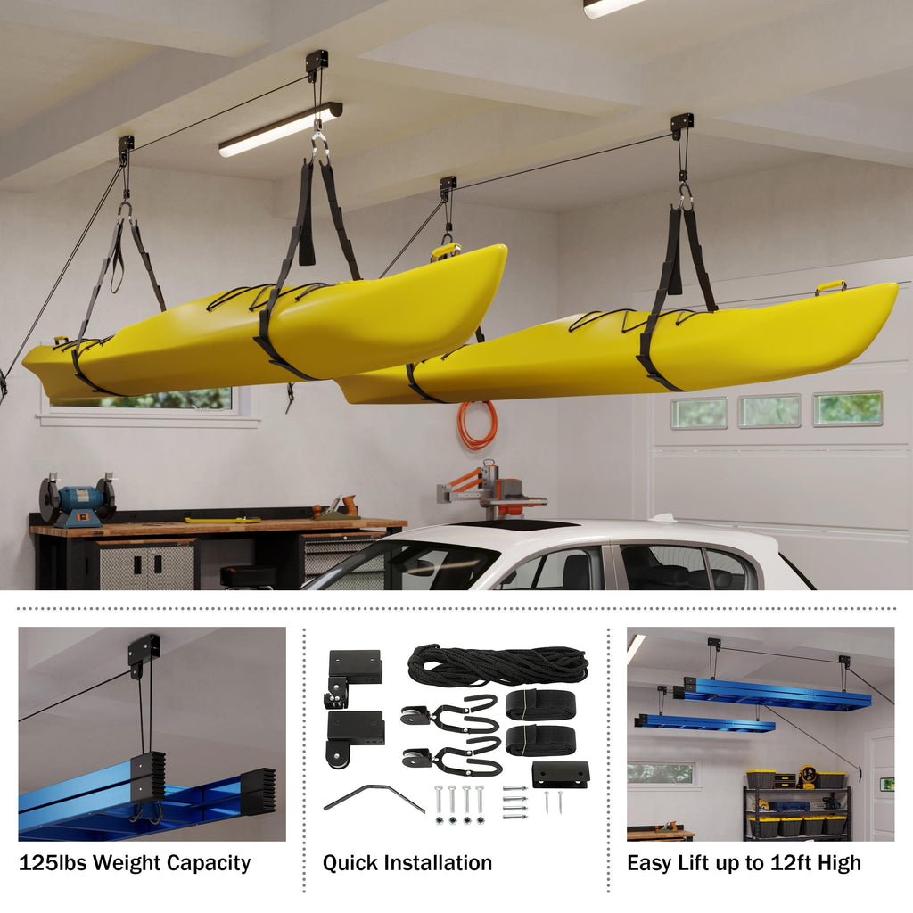 Kayak Hoist 2-Pack 125 lb Capacity Pulley System Y2586