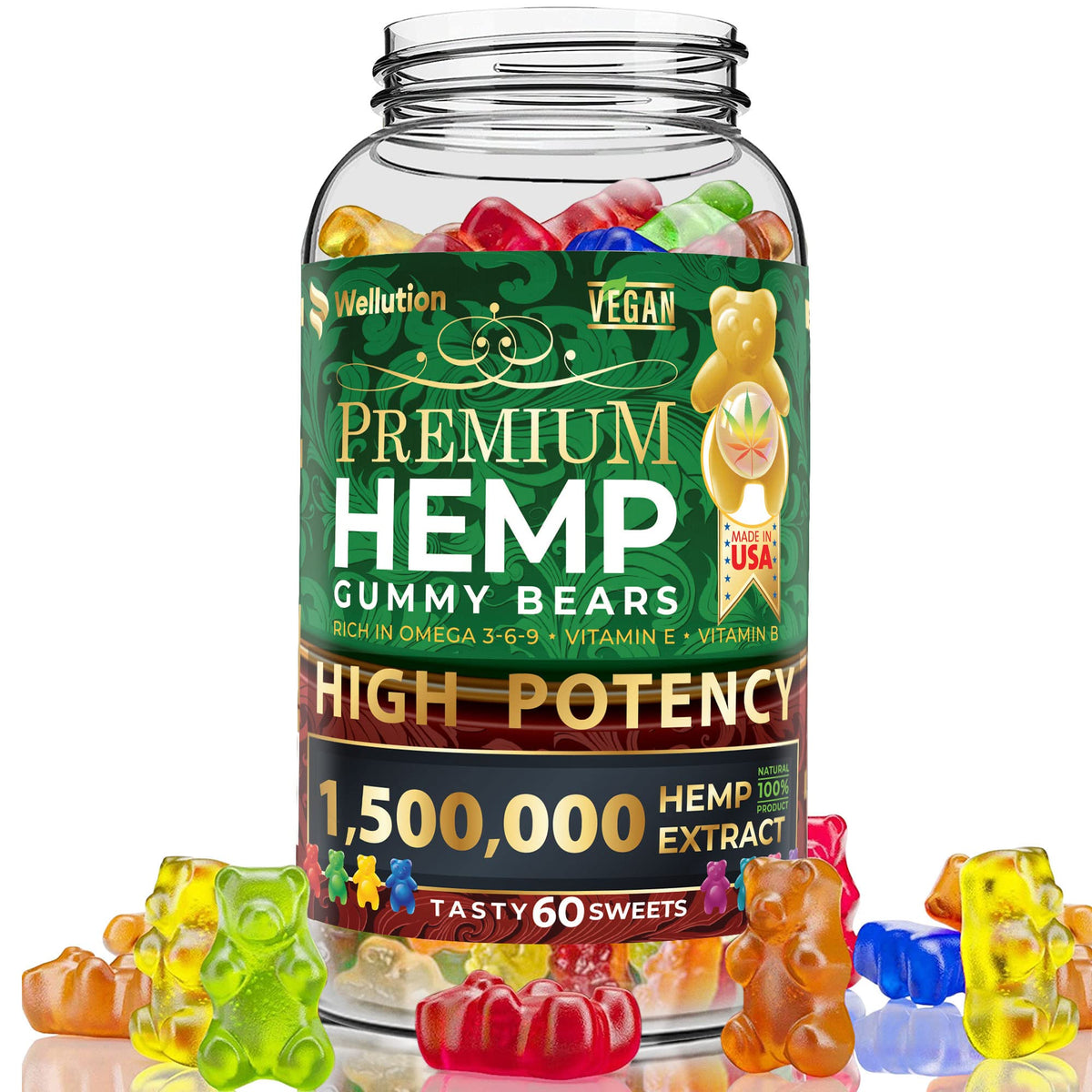 Hemp Gummies 1,500,000 MCG Gluten Free 60ct P6770