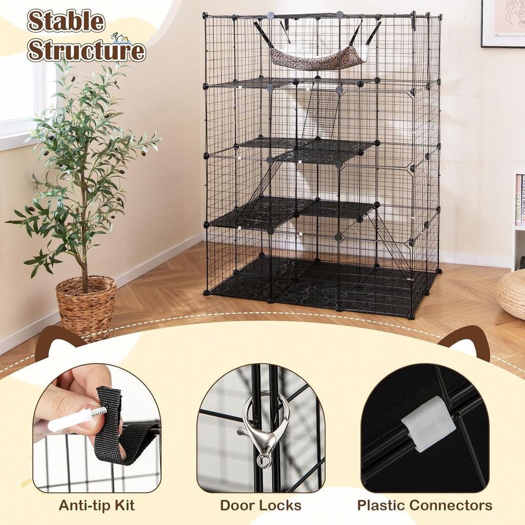 Large 4-Tier Metal Wire Cat Cage N882924