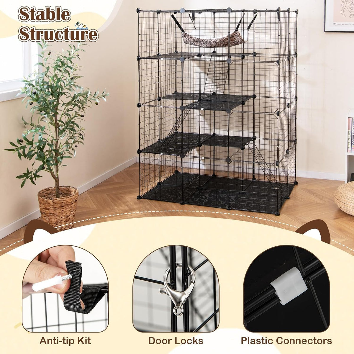 Large 4-Tier Metal Wire Cat Cage N882924